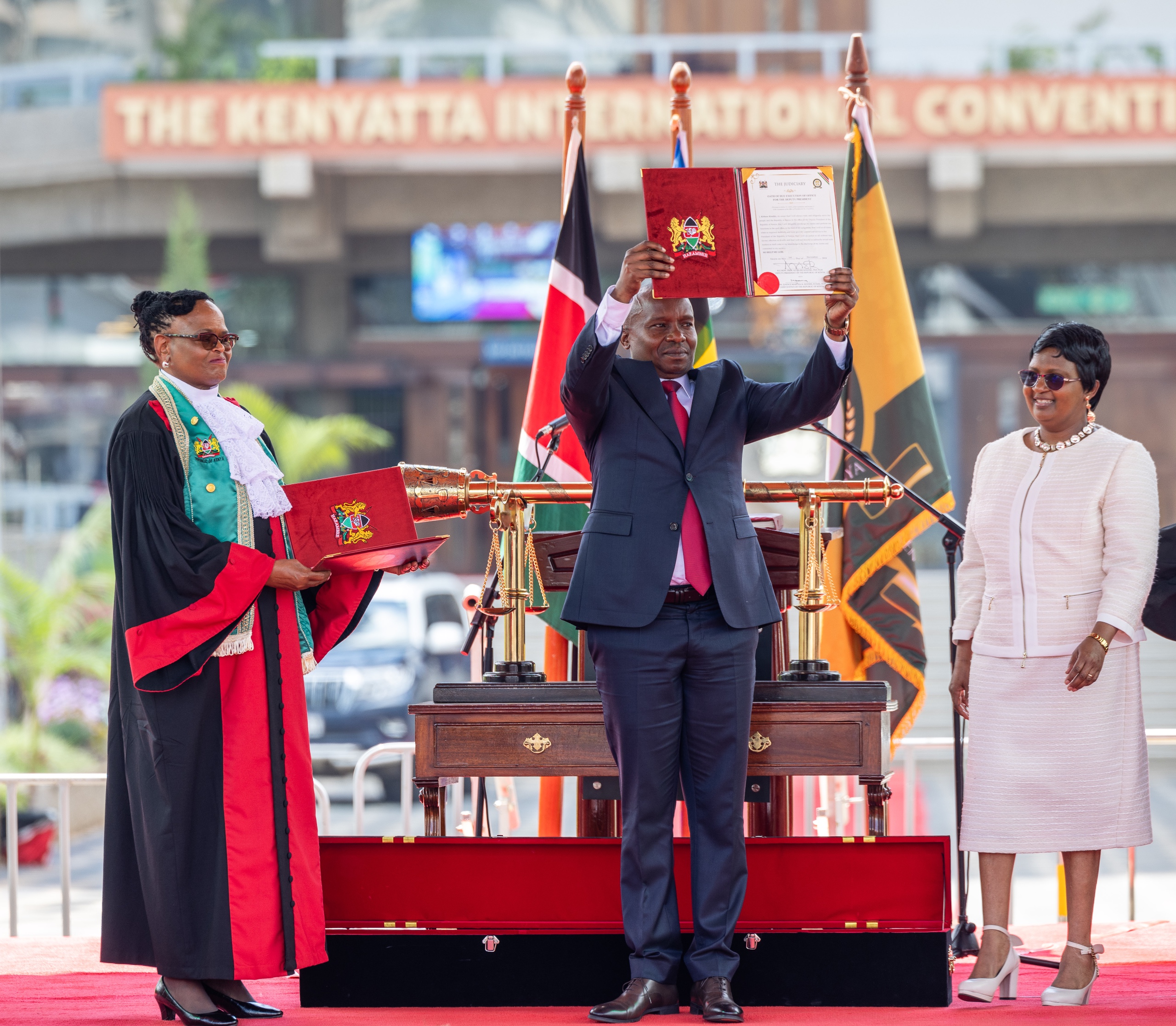 Attorney General Dorcas Oduor presiding over the swearing-in of Deputy President Kithure Kindiki