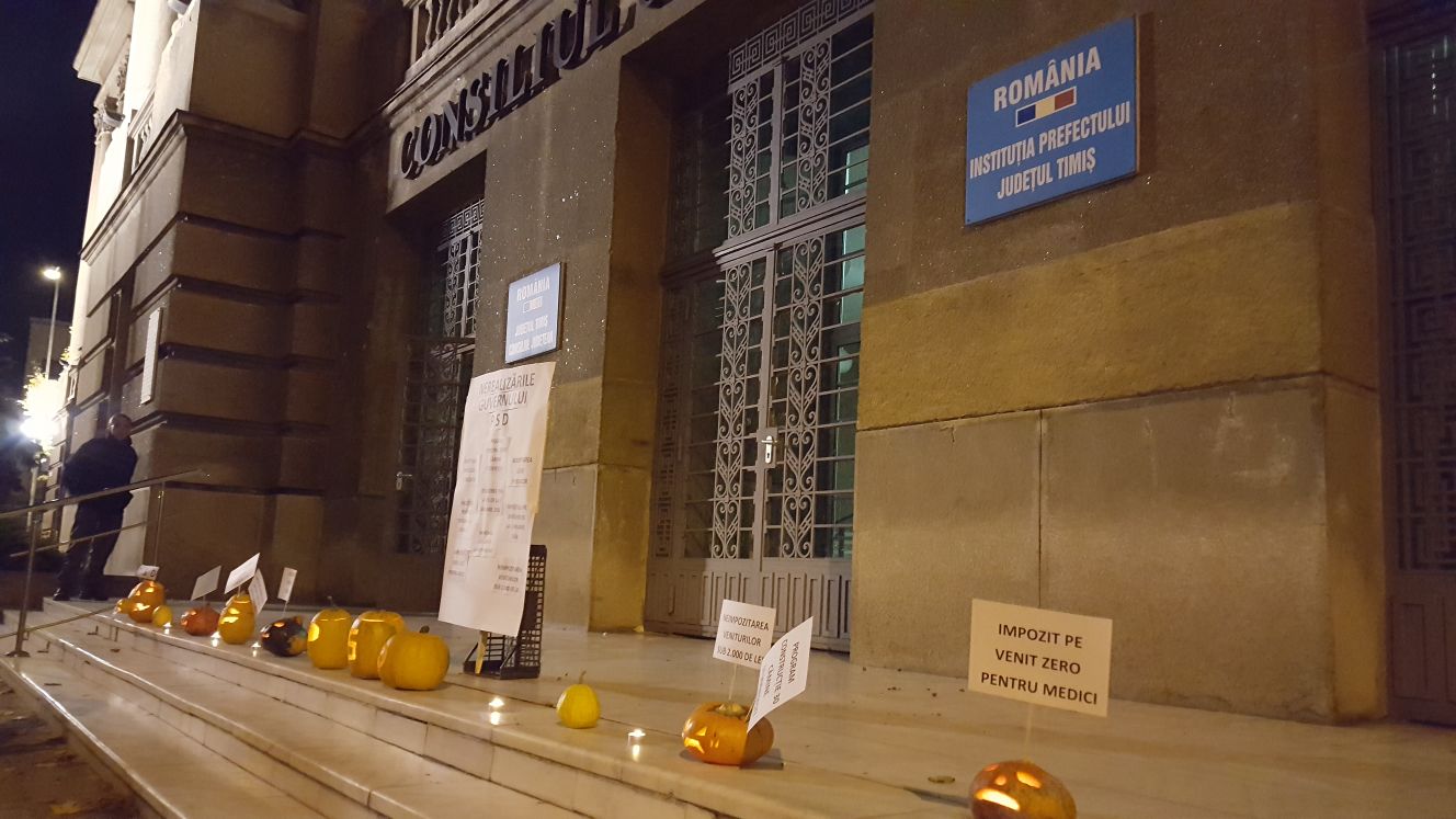 Mesajele tinerilor din PNL Timiș pentru Guvernul PSD, puse în dovleci de Halloween: Nerealizările își bântuie propriii conducători| GALERIE FOTO