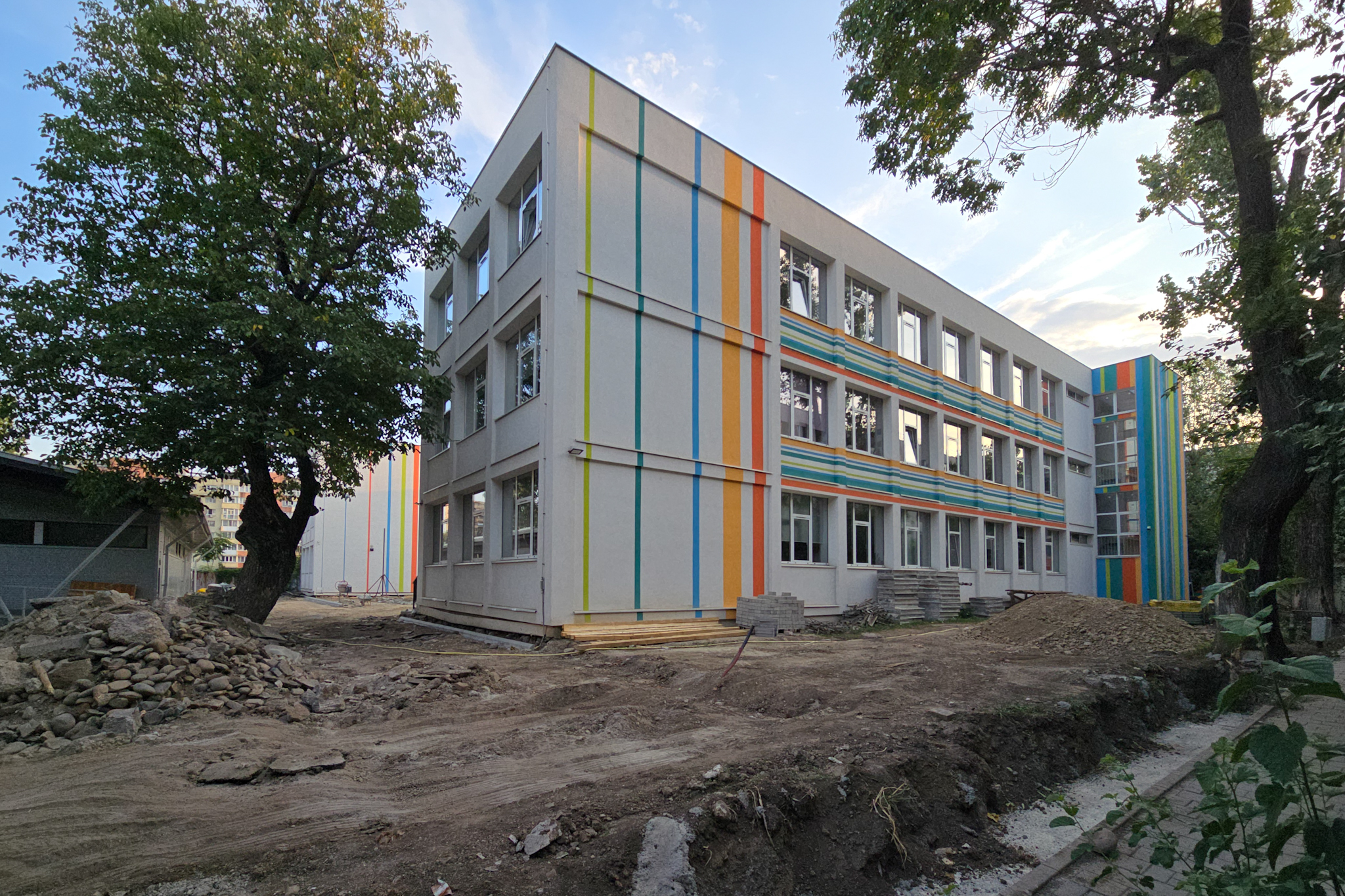 Au băgat excavatorul ca să facă șanțuri pentru gardul unei școli din București și au rupt rădăcinile a zeci de copaci