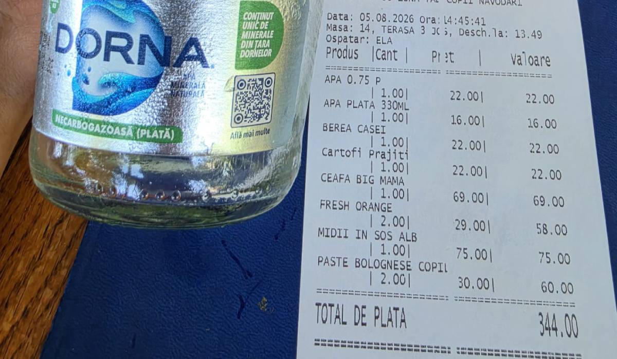 Cât costă o masă la restaurant în Mamaia Nord, cu „fresh” de portocale la cutie și apă plată la 38 de lei