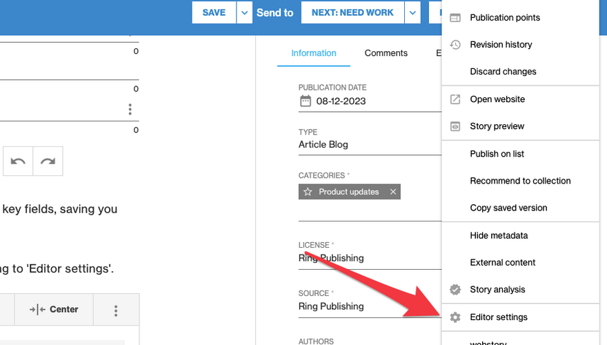 Story Editor Personal Setting