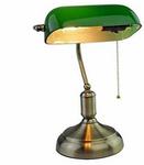 Vintage V-TAC lampa stołowa z antycznego mosiądzu i szkła barwnego, E27 VT-7151 - SKU 3912, zielona