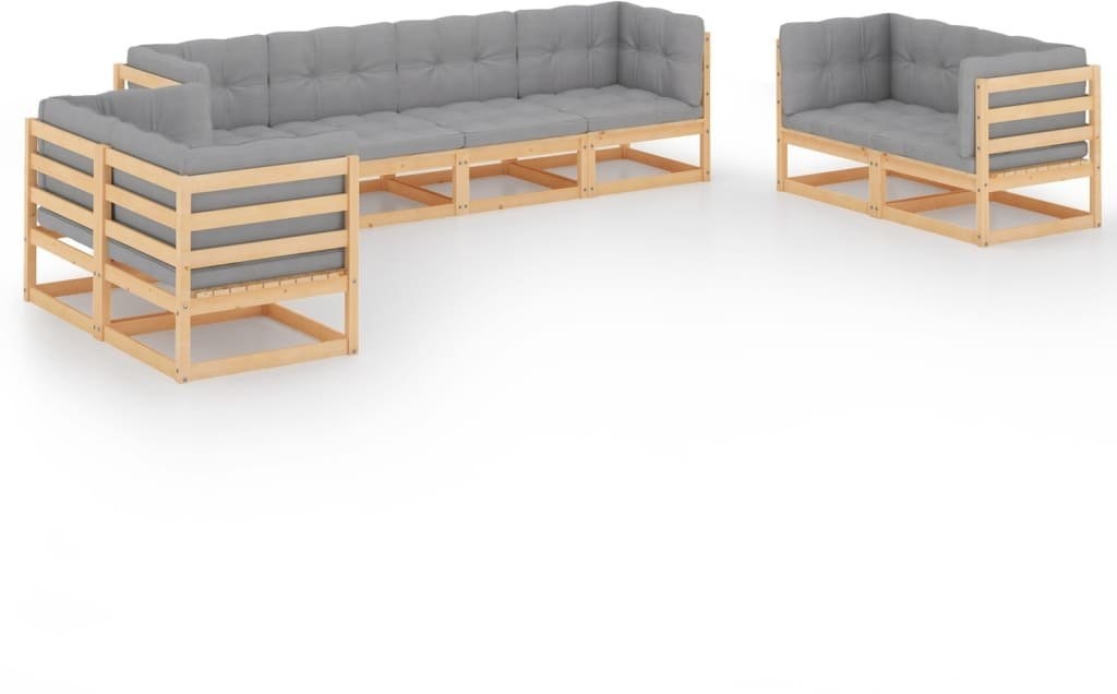 vidaXL 8-cz. zestaw wypoczynkowy do ogrodu, z poduszkami, lita sosna 3076509