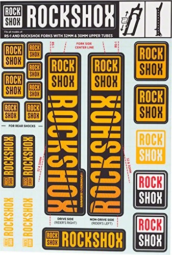 RockShox Rockshox naklejka zestaw RS1 neonowy pomarańcz, SID/reba/Revelation sektora (< 2018)/Recon/X 32/30G/30s/xc30 części zamiennych,,,,, 11.4318.003.499, Orange, 30/32 mm Stand rury 11.4318.003.499