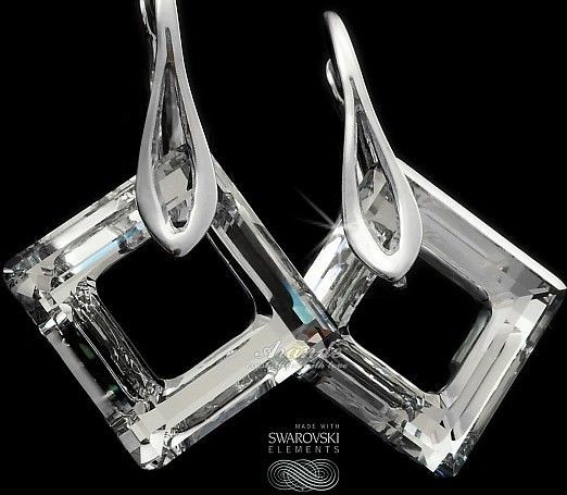 Swarovski SPECIAL kolczyki COMET SQUARE srebro