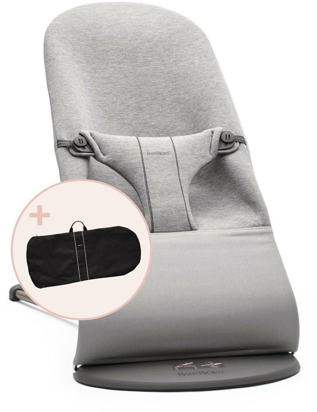 BABYBJORN leżaczek BLISS 3D Jersey - Jasny Szary + pokrowiec na leżaczek