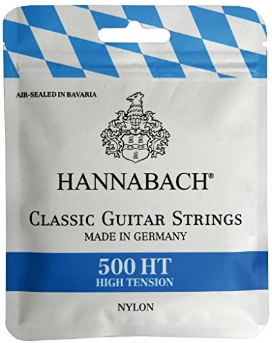 Hannabach Zapewnia Klassik gitara komplet strun High Tension, dyszkantowe 500ht struny: Nylon, Bass: Nylon rdzeń z posrebrzanego drut miedziany owinięta 500HT