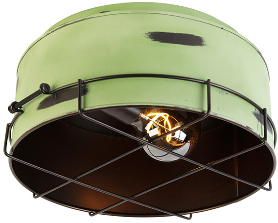 QAZQA Industriële plafondlamp groen 35 cm - Barril 104877