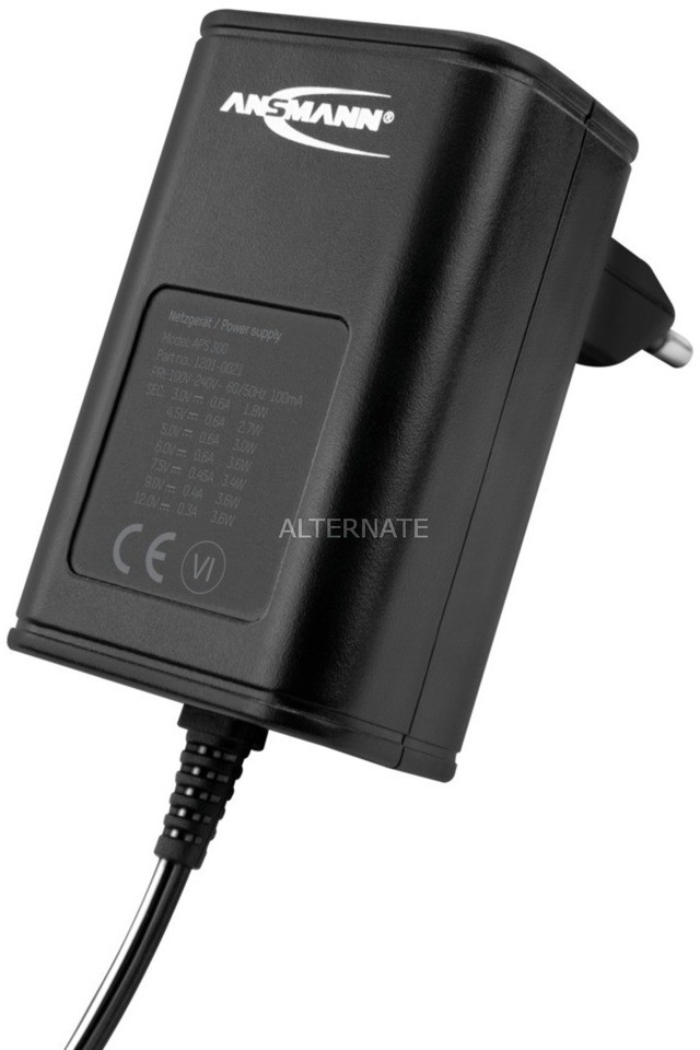 Ansmann APS 300 adapter zasilający/ inwentor Wewnętrzna 3,6 W Czarny, Zasilacz sieciowy 4013674164073