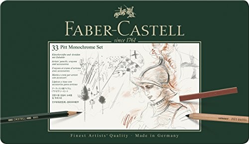 Faber-Castell 112975  Pitt Monochrome zestaw w metalowe etui, 12-częściowy F112977