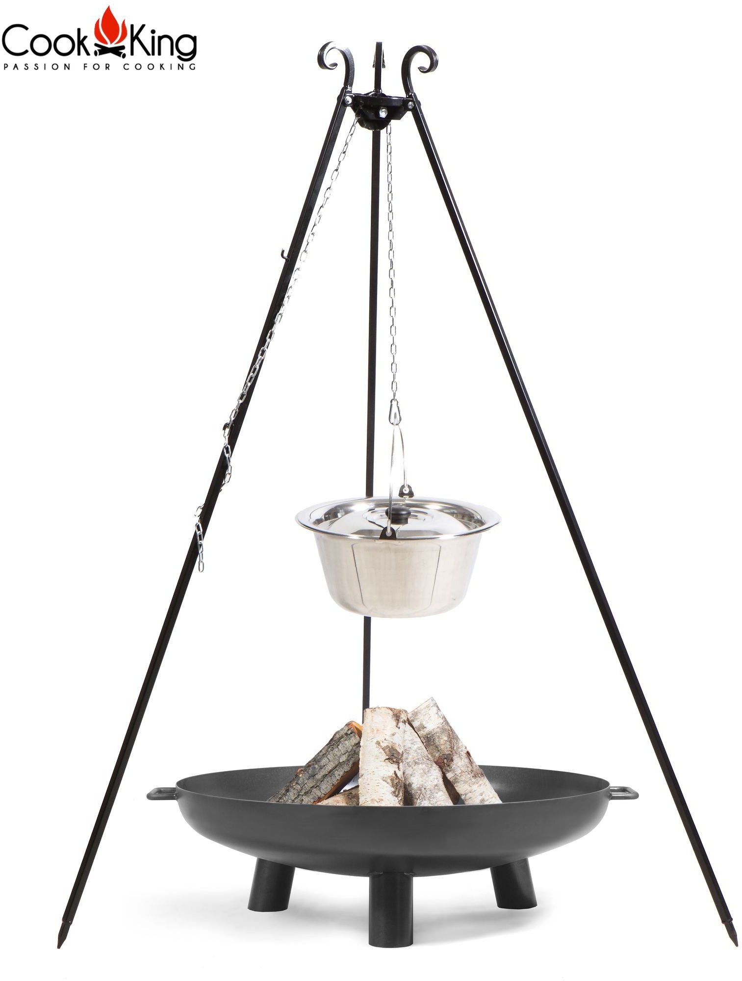 Cook King Kociołek nierdzewny na trójnogu 14l + palenisko Bali 70cm