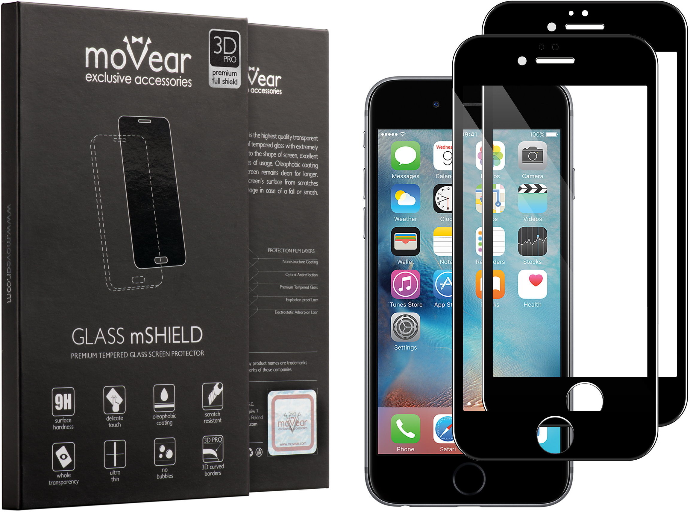 movear 2 szt. Szkło Hartowane 3D na Apple iPhone 6/6s Plus (5.5