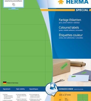 Herma Kolorowe etykiety A4 105 x 37 mm zielone wyjmowane 4554 4554
