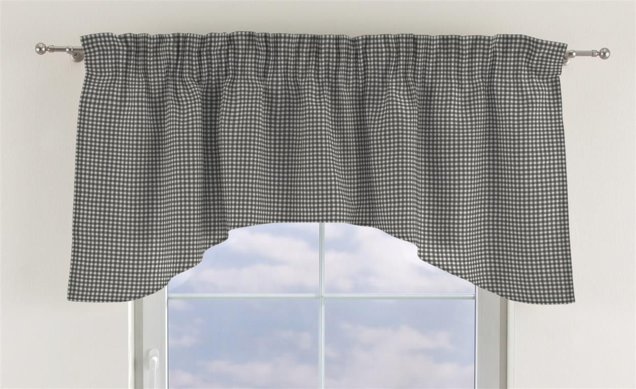 Dekoria Lambrekin łuk czerwono biała kratka 1,5x1,5cm) 250x75+5cm grzywka Quadro 1376-136-16
