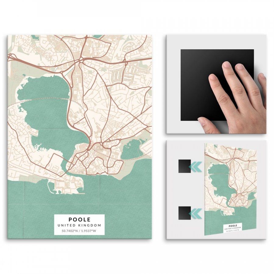 Pix4home Plakat metalowy Mapa Vintage Poole M POS-M-04196