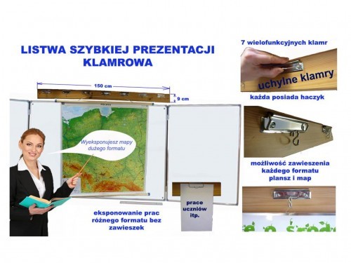 Ścienna listwa szybkiej ekspozycji - Klamrowa LS035
