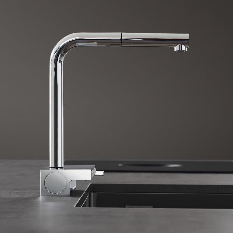 Hansgrohe Aquno Select M81 Bateria kuchenna z wyciąganą wylewką chrom 73830000
