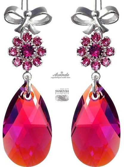 Swarovski NOWE KOLCZYKI FUCHSIA SWEET SREBRO