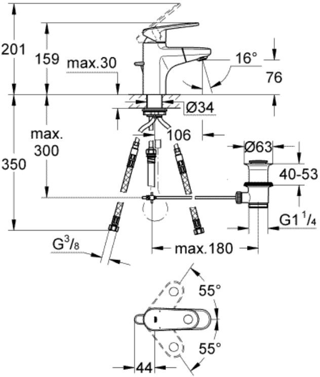 Grohe Europlus Jednouchwytowa bateria umywalkowa z zestawem odpływowym chrom 33155002