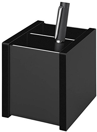 Wedo 636001 stifteb utler Black pakietu Office, ze szkła akrylowego, 2 komory, gumowe nóżki 10 X 8, 3 X 9, 6 cm, w pudełku prezentowym, czarna 636001