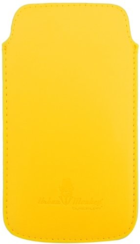 Urban Monkey pokrowiec na telefon komórkowy z PullTab i przyjemna w dotyku tapicerka na smartfona do 5 cala żółty 4260041683822
