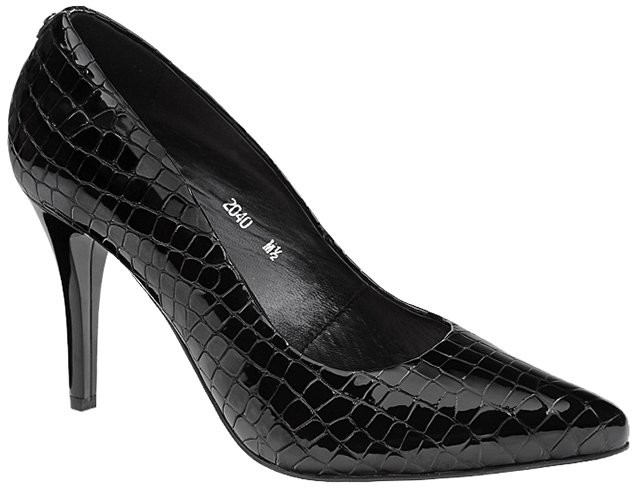 Mateo PALAZZO Czółenka Szpilki PALAZZO 2040-6LKK-N Black Czarne Lakierki 52270