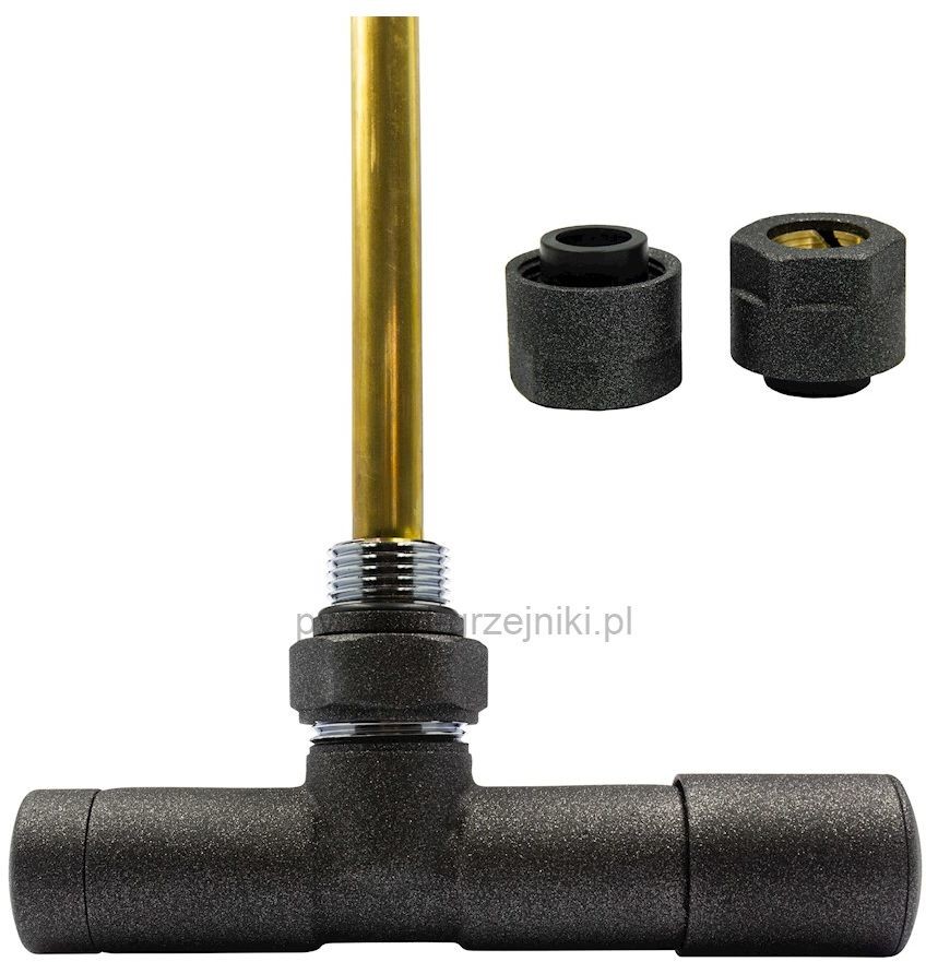 Varioterm Zawór regulacyjny UNICO ze złączką PEX/CU - antracyt miedź 15 mm prawy 000M875A015/P(Cu)