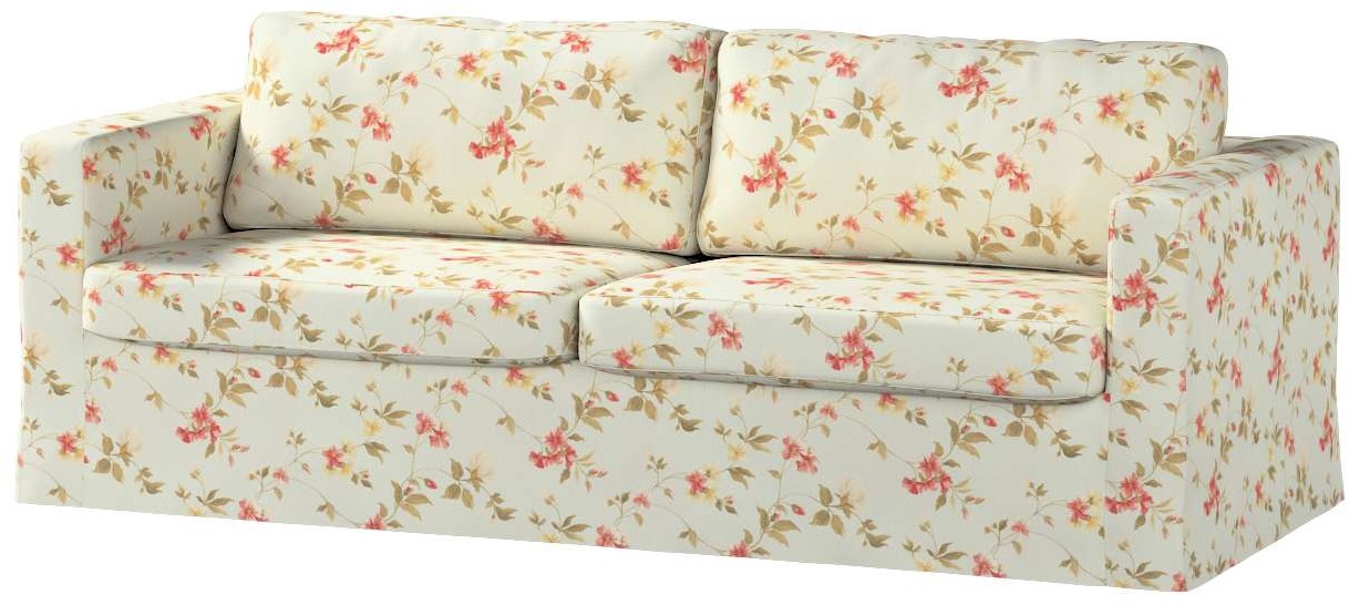 Dekoria pl pl Pokrowiec na sofę Karlstad 3-osobową nierozkładaną długi kwiatki na jasno-błękitnym tle 204 x 89 x 66 cm Londres 616-143-89