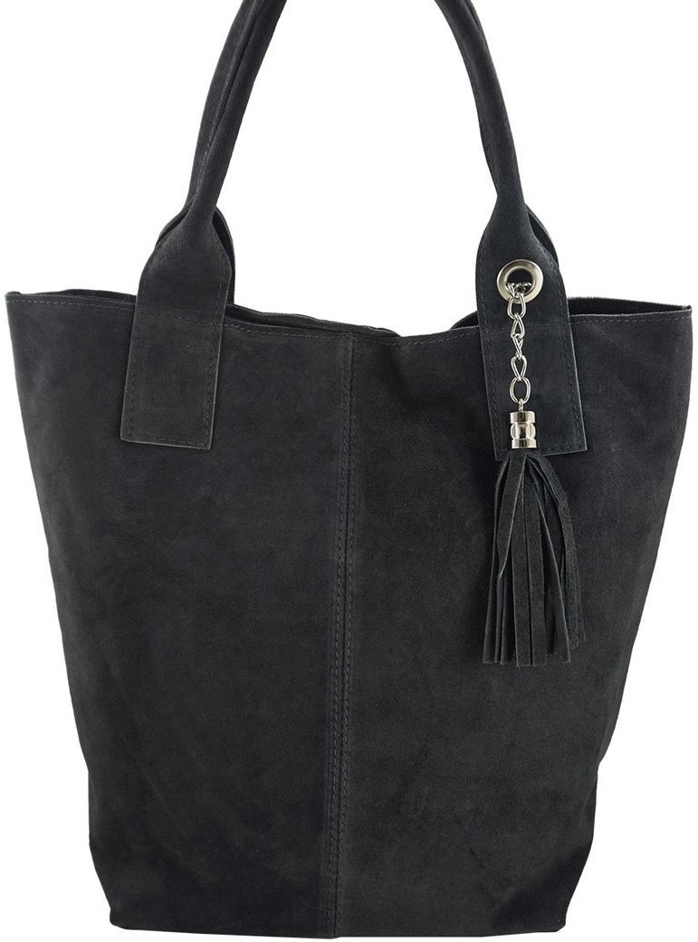 Barberini's Shopper bag - torebka damska zamszowa - Szara ciemna 375/8-28