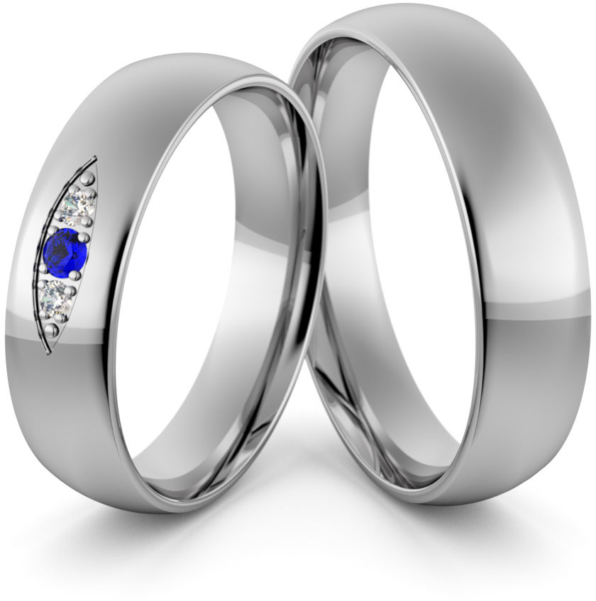 Eminence Obrączki ślubne palladowe 5 mm z szafirami i cyrkoniami - Pd-115 Pd-115-3