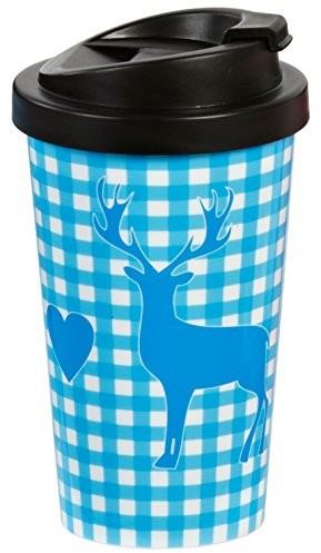infinite by GEDA LABELS (INFKH) Infinite by GEDA LABELS (infkh) kubek Coffee to go w kratkę jelenia, tworzywo sztuczne, niebieski/biały, 9 x 9 x 17 cm 12139