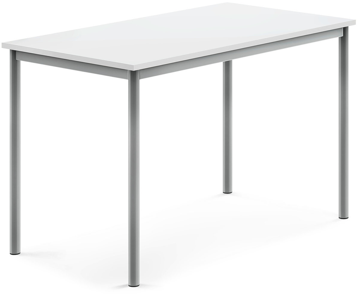 AJ Produkty Biurko SONITUS, 1200x700x760 mm, biały laminat, szary aluminium