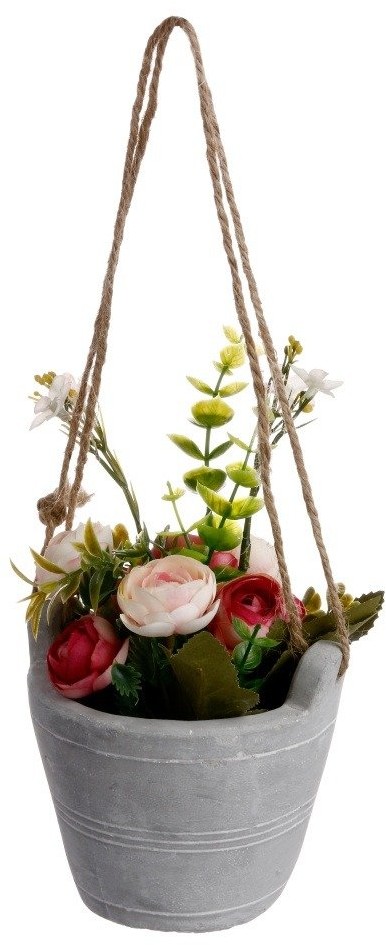 Atmosphera Sztuczna roślina w doniczce ROSES kolor czerwony 18 cm