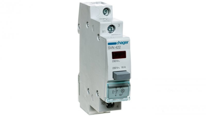 Hager polo Przełącznik przyciskowy z lampką czerwoną 16A 0Z 1R SVN422 SVN422