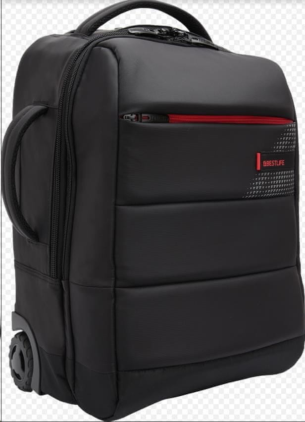BESTLIFE plecak z kółkami na laptopa 15,6 CPLUS Black BL BB 3335BK czarno czerwony
