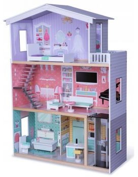 EcoToys Domek drewniany z windą dla lalek 4128