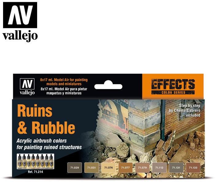 Vallejo Zestaw Model Air 8 farb - Effects Ruins & Rubble Vallejo 71214