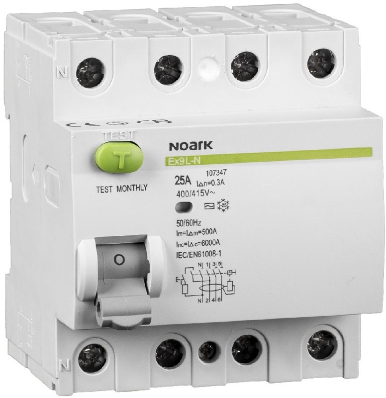 Wył różn. Icn=6kA 4-bieg. In=25A I$191n=30mA typ AC Ex9L-N 4P 25A 30mA