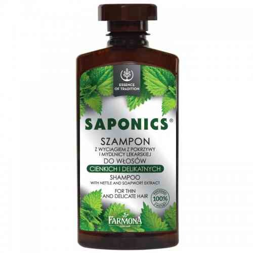 Saponics Szampon z wyciągiem z pokrzywy i mydlicy lekarskiej do włosów cienkich i delikatnych 330ml