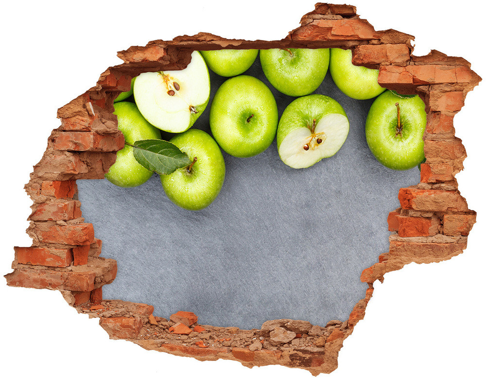 Wallmuralia.pl Naklejka 3D dziura okleina Zielone jabłka