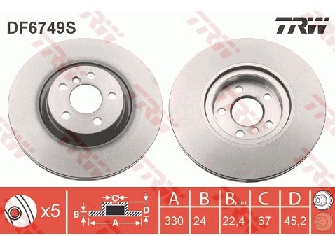 TRW Tarcza hamulcowa DF6749S