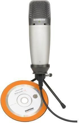 Samson C03U - wielko-membranowy mikrofon pojemnościowy, 3 charakterystyki, 16-bit, 44.1/48kH, srebrny, oprogramowanie Cakewalk Sonar LE, statyw bi...