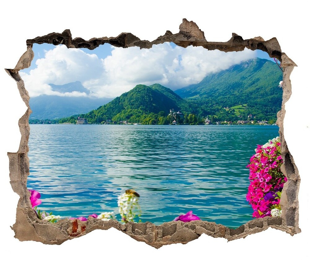 Wallmuralia.pl naklejka fototapeta  na ścianę Kwiaty nad jeziorem