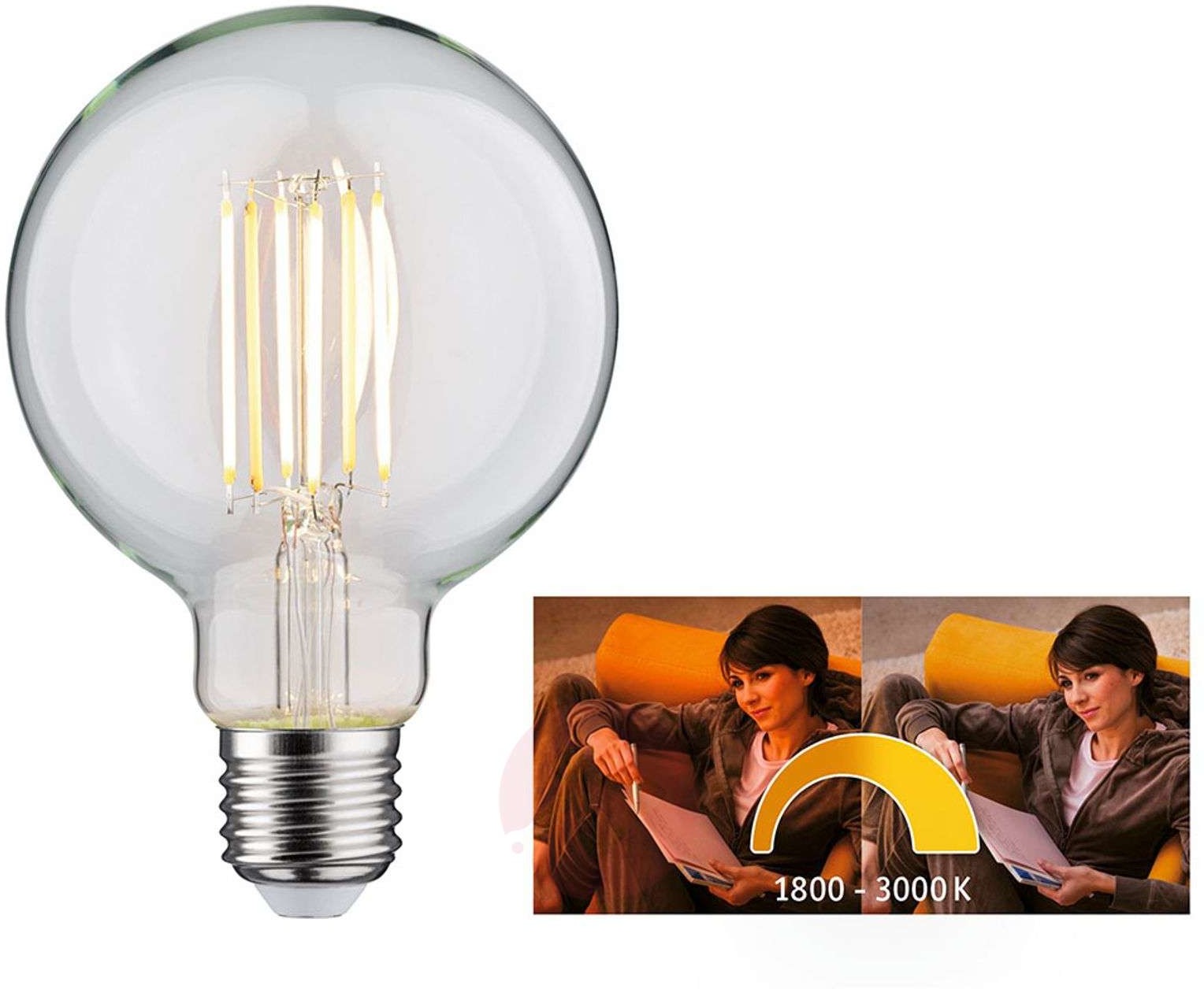 Paulmann żarówka globe kulista E27 7W dim to warm