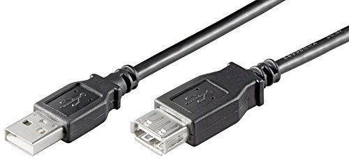 Ewent kabel USB 2.0 Typ A/wtyczka A/żeński, podwójnie ekranowany AWG 28 W kolorze miedzi, rata-szybkości transmisji danych do 480 MB/s, czarna, czarny EW-UAA-050-P