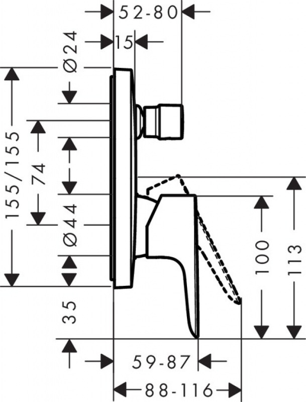Hansgrohe Talis E Bateria wannowa podtynkowa czarny chrom szczotkowany 71474340