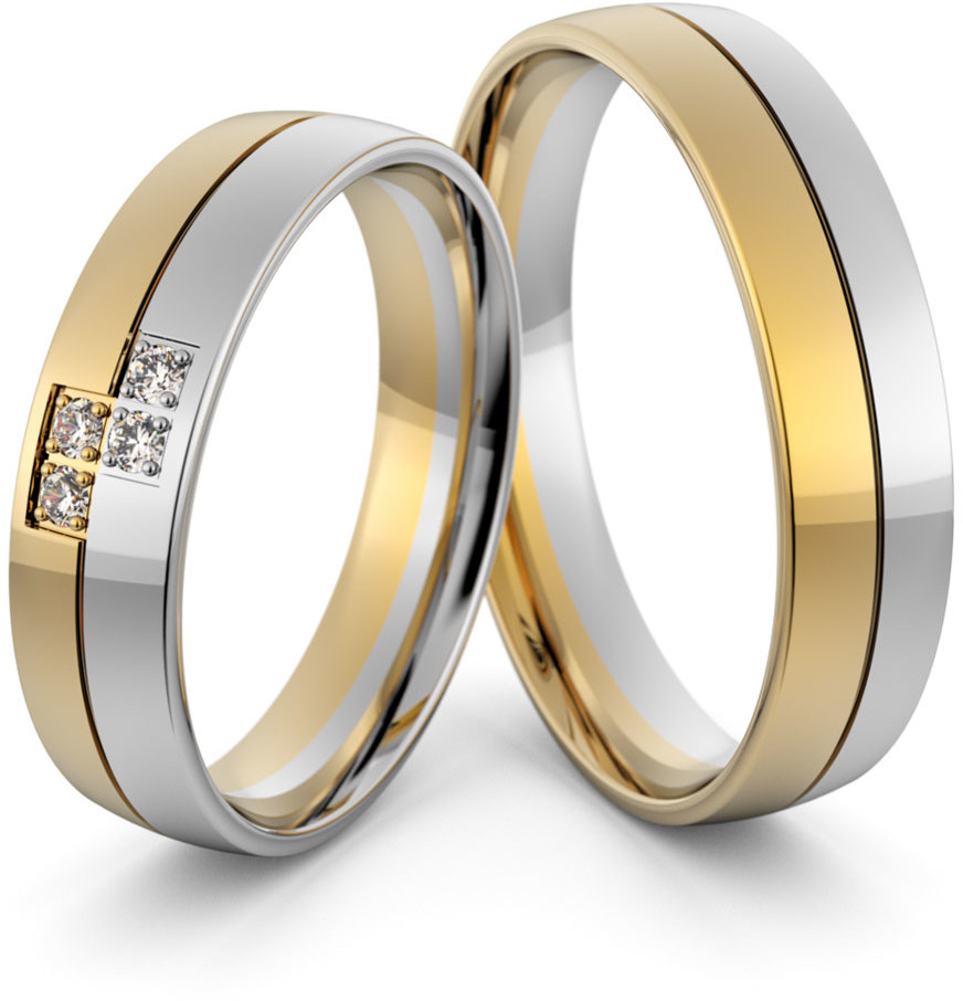 Eminence Obrączki ślubne dwukolorowe z brylantami - Au-1001 Au-1001-2