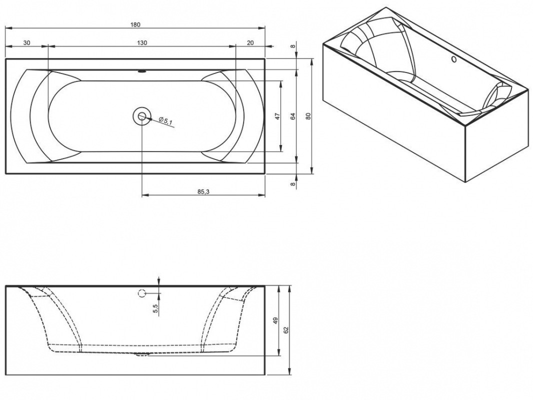 Riho Linares Plug & Play 180x80 BD55005