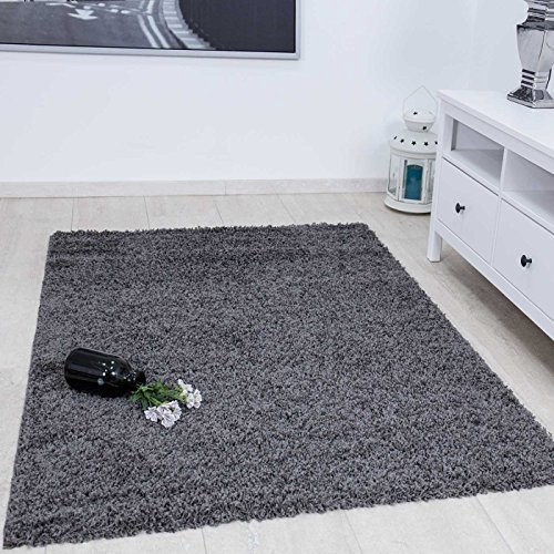 Shaggy Dywan Prime kolorowy, wysokie, długie włosie, nowoczesny design, do salonu, sypialni, VIMODA, wymiary: 150 cm kwadratowy prime1000_anthrazit_10-20