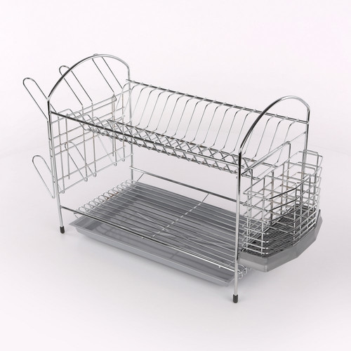 Altom SUSZARKA DO NACZYŃ 2-POZIOMOWA 40CM Z OCIEKACZEM I TACKĄ CHROM 5907800100679